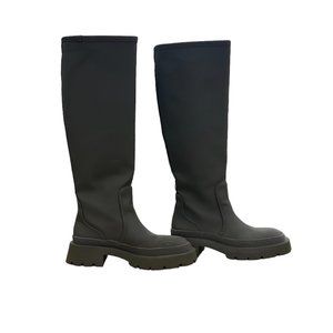 ZARA | Women's Green Knee High Platform Flat Rubber Rain Boots Size 5 (EU 35)